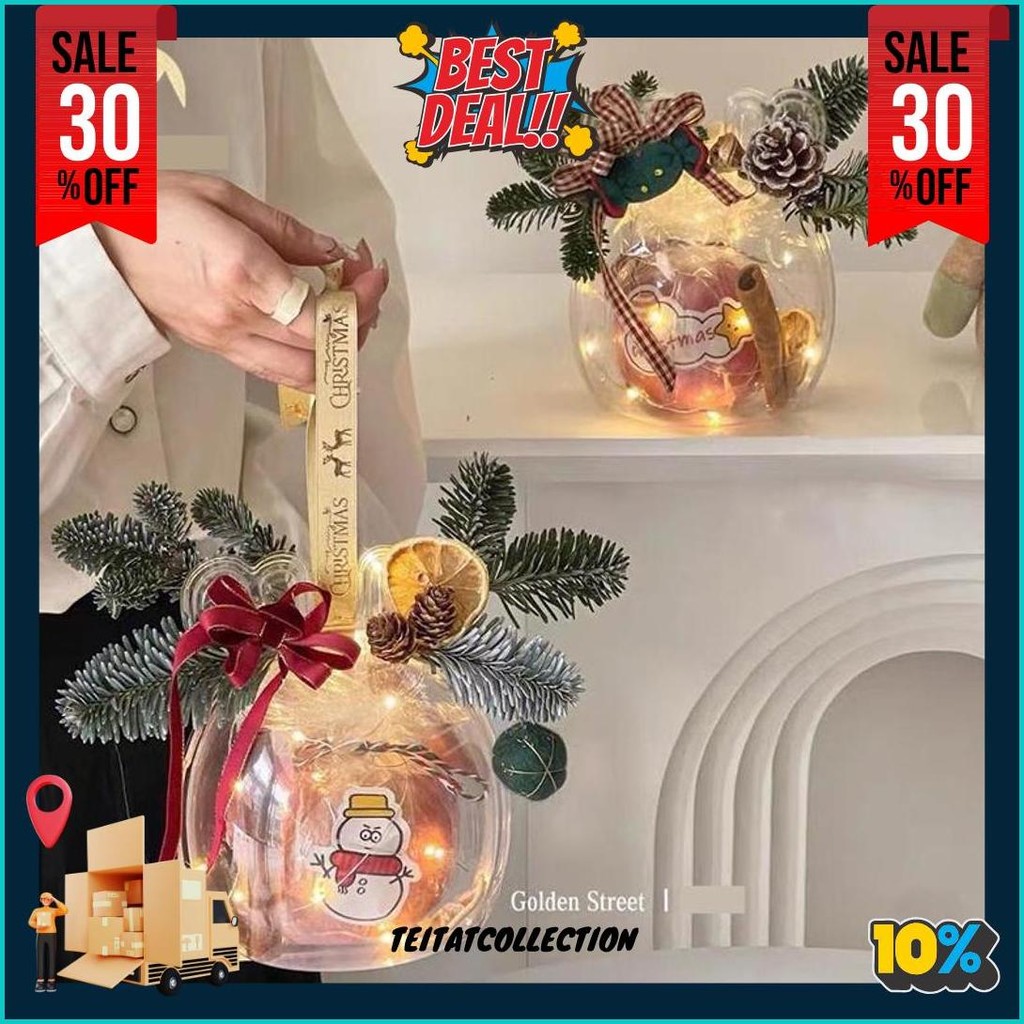 

Kotak Hampers Natal Bola Transparan Rusa Dome Cookies Christmas Box Mika Murah