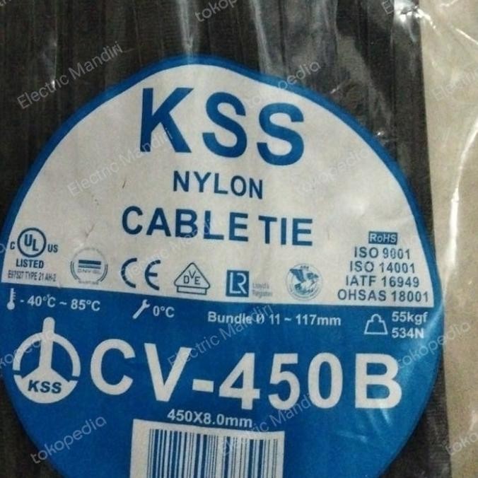 

BEBAS ONGKIR - Kabel Ties/Kabel Tis/ Cable Tie KSS CV450B (450 x 8mm) hitam