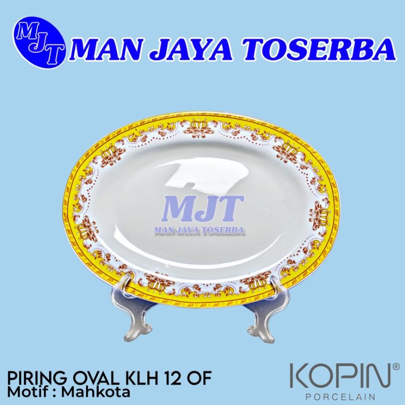 Piring Saji Oval Mahkota Besar /Piring Keramik Saji Mahkota