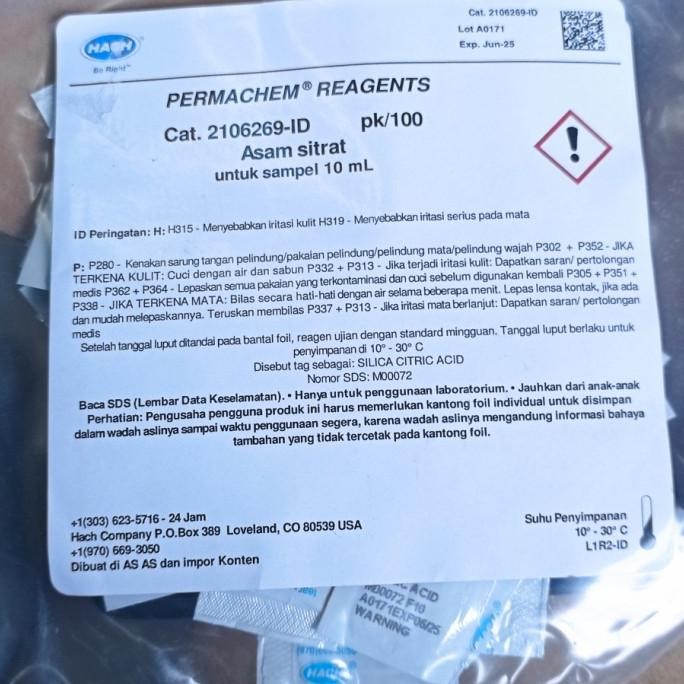 Hach 2106269 Citric Acid Reagent Powder Pillows 10 ml/HACH 21062-69