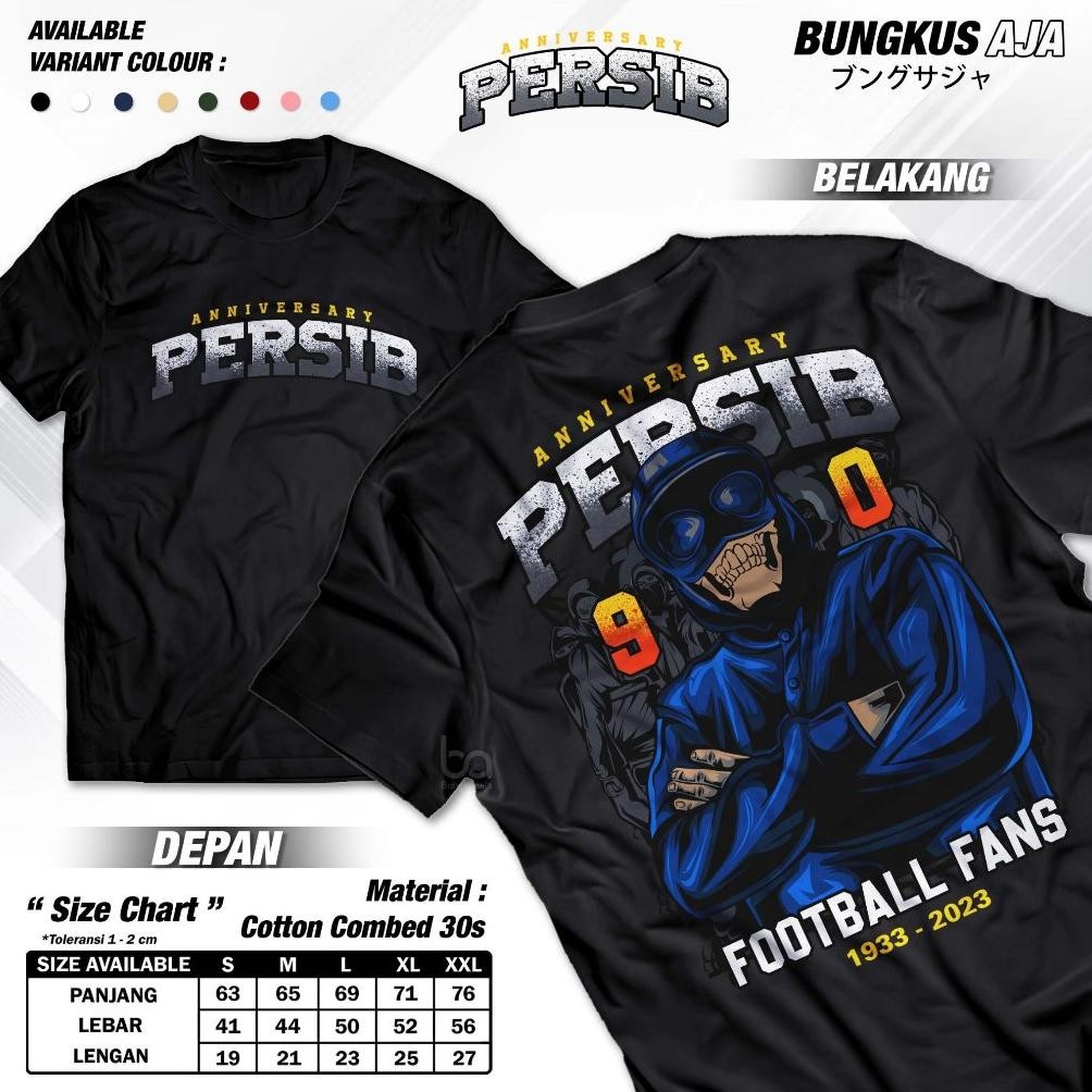 Kaos Anniversary Persib Bandung 90 Football Fans T-Shirt Suporter Bola A2274