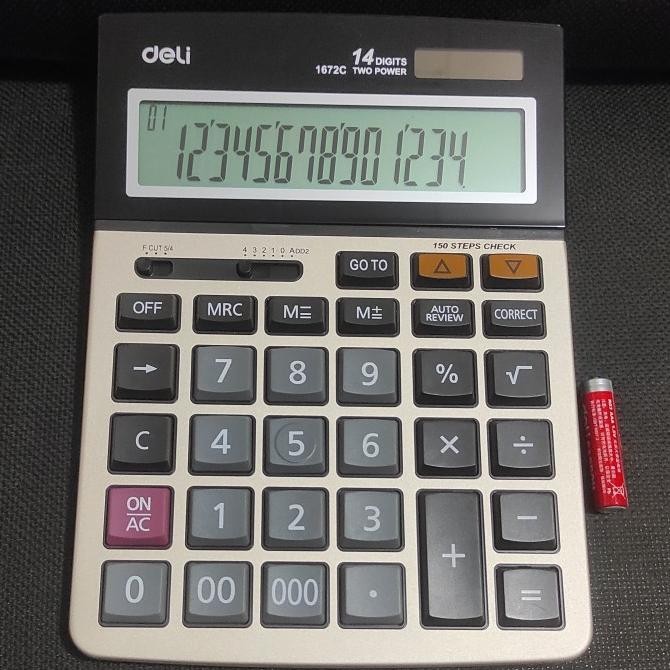 

TERBARU - Kalkulator Besar 14 Digit Cek Ulang Metal Baterai AAA A3 Deli E1672
