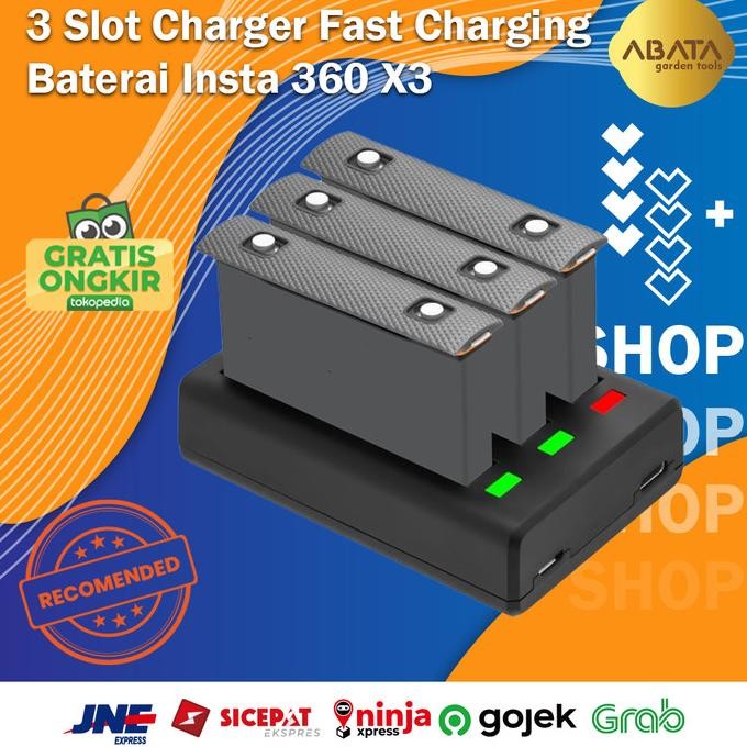 3 SLOT CHARGER BATERAI INSTA 360 X3 CHARGER BATERAI FAST CHARGING KAMERA INSTA 360 X3 CHARGER INSTA 