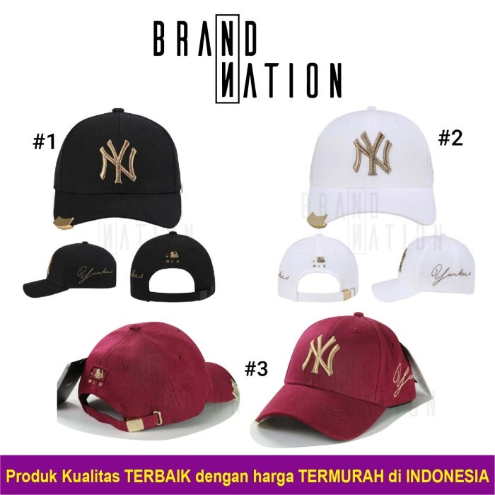 Promo Topi New York Ny Mlb Gold Metal Plat Baseball Cap