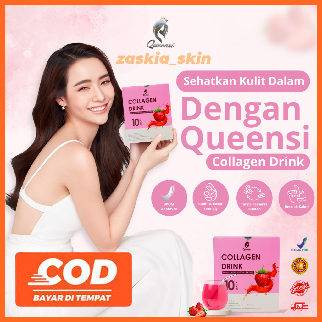 Collagen) [Hemat] Bisa Cod Queensi Collagen Drink Drink Strawberry With Kolagen Vitamin C
