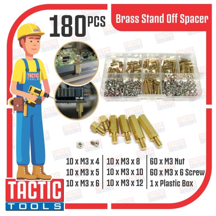 Baut Stand-off Spacer Kit PCB Motherboard Kuningan M3 set 180 Pcs