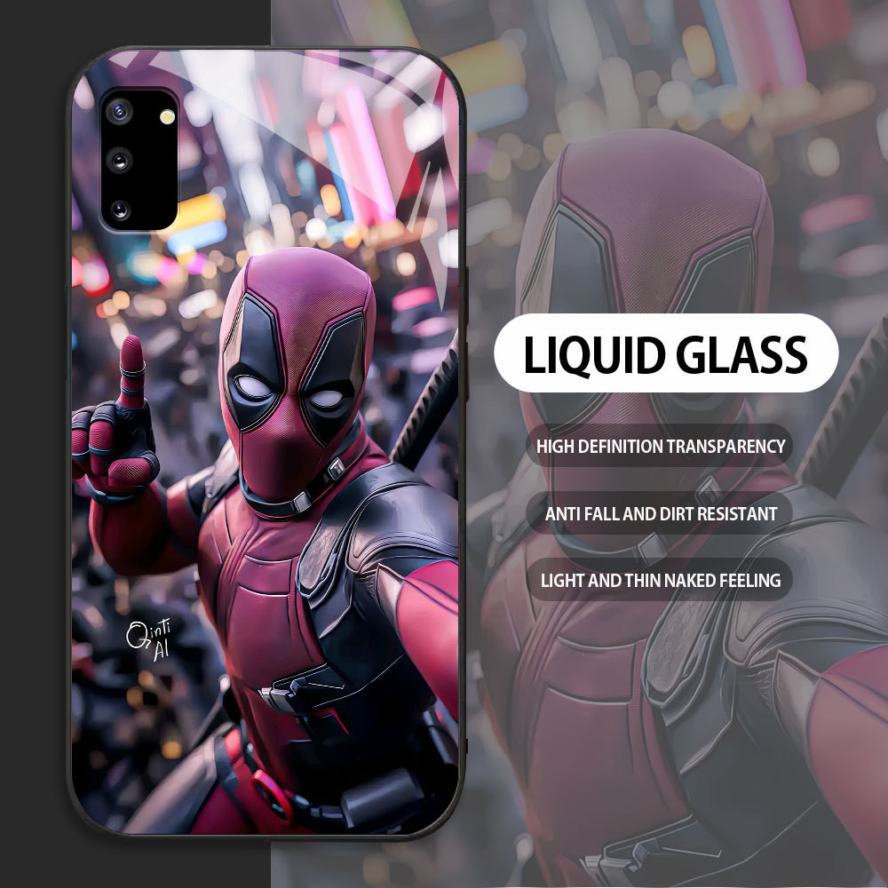 For Samsung Galaxy NOTE 9 10 Plus Pro Casing Skin Handphone  Marvel Deadpool Glass kesing Phone Case