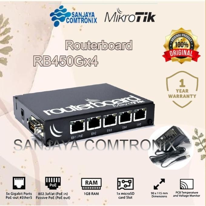 Mikrotik Router Indoor Rb450Gx4 Original Dan Terpercaya