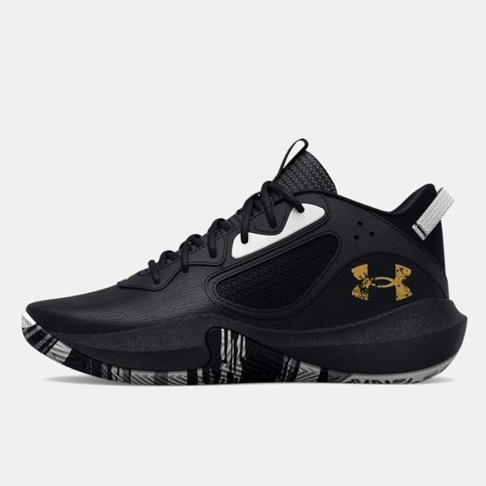 Sepatu Basket Anak Under Armour Lockdown 6 Gs Kids Black Gold Original