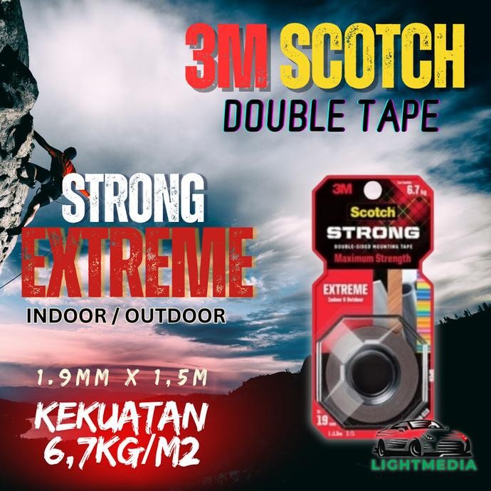 

TERBARU - 3m scotch mounting tape Extreme 19mm x 1,9mm 3m Double Tape Strong Extreme