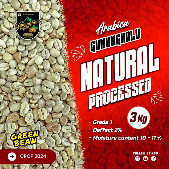 

Green Bean Arabika - Gunung Halu Coffee - Natural - 3 Kg