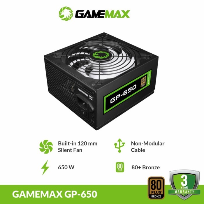 Gamemax GP650 Power Supply 650 Watt 80+ GP Series Bronze