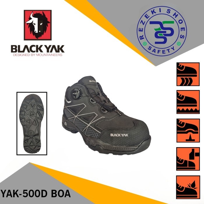 Sepatu Safety Black Yak 500D BOA - Sepatu Sport Safety Black Yak 500D