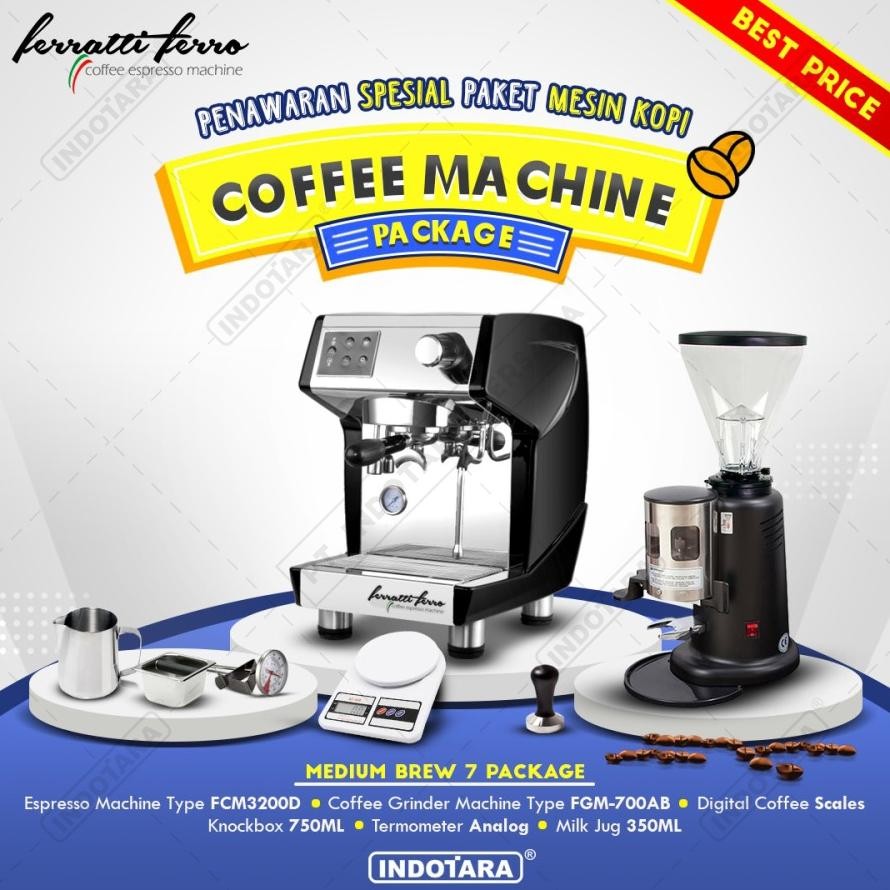 Ndala Paket Mesin Kopi Espresso / Mesin Kopi Ferratti Ferro - Medium Brew 7
