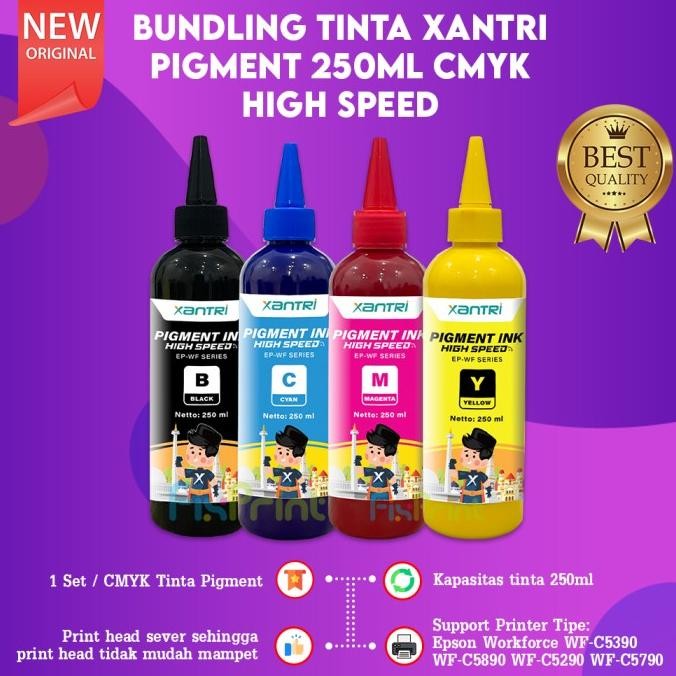 Paket Tinta Xantri Pigment High Speed 250ml Printer Epson WF-C5290 WF-C5790 WF-C5390 WF-C5890 CMYK