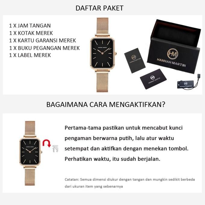 Hannah Martin 1241 Jam Tangan Wanita 100%Original Fashion Cewek Quartz
