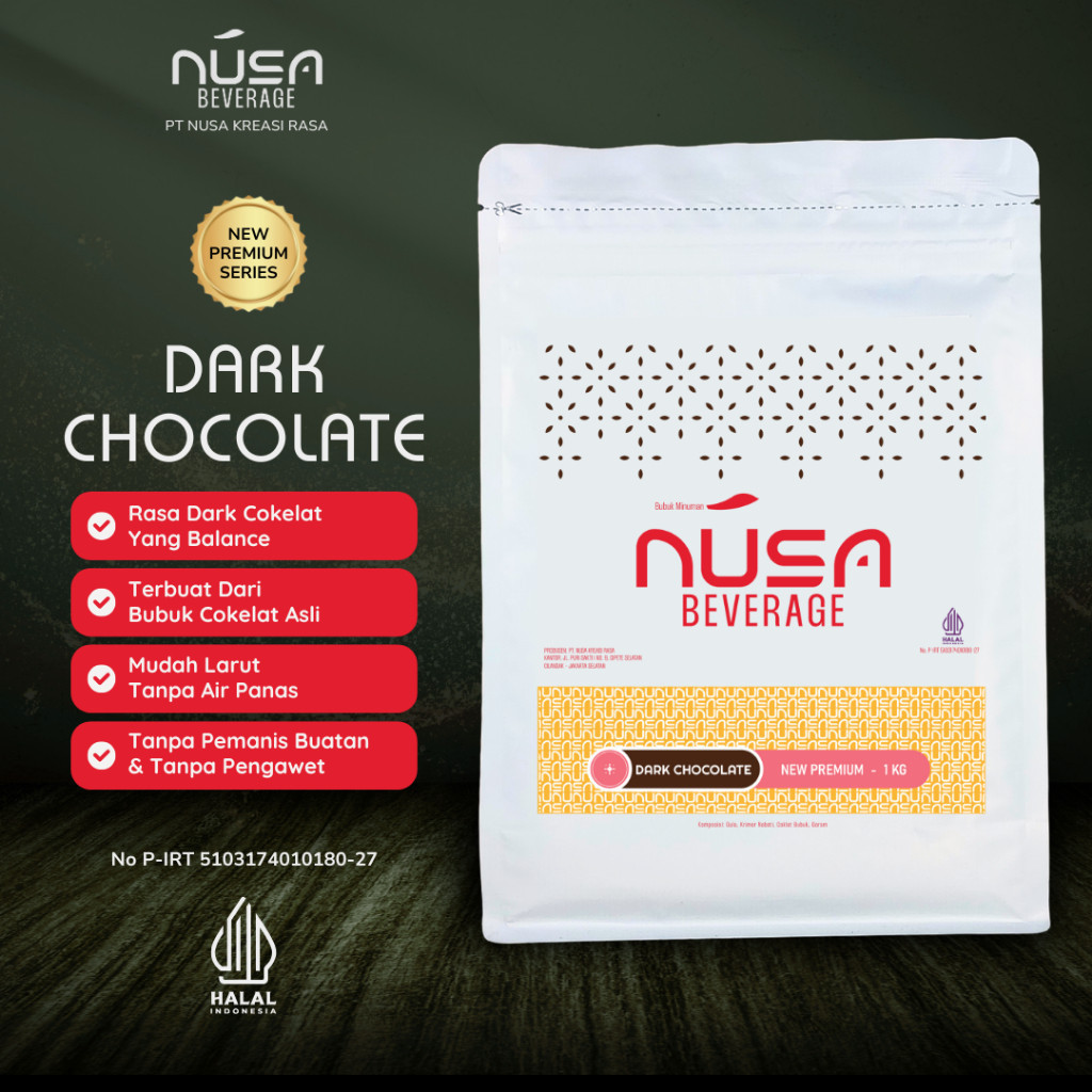 

NUSA BEVERAGE Dark Chocolate Premix Powder 1Kg Untuk Bisnis Coffee Shop & Bar & Lounge