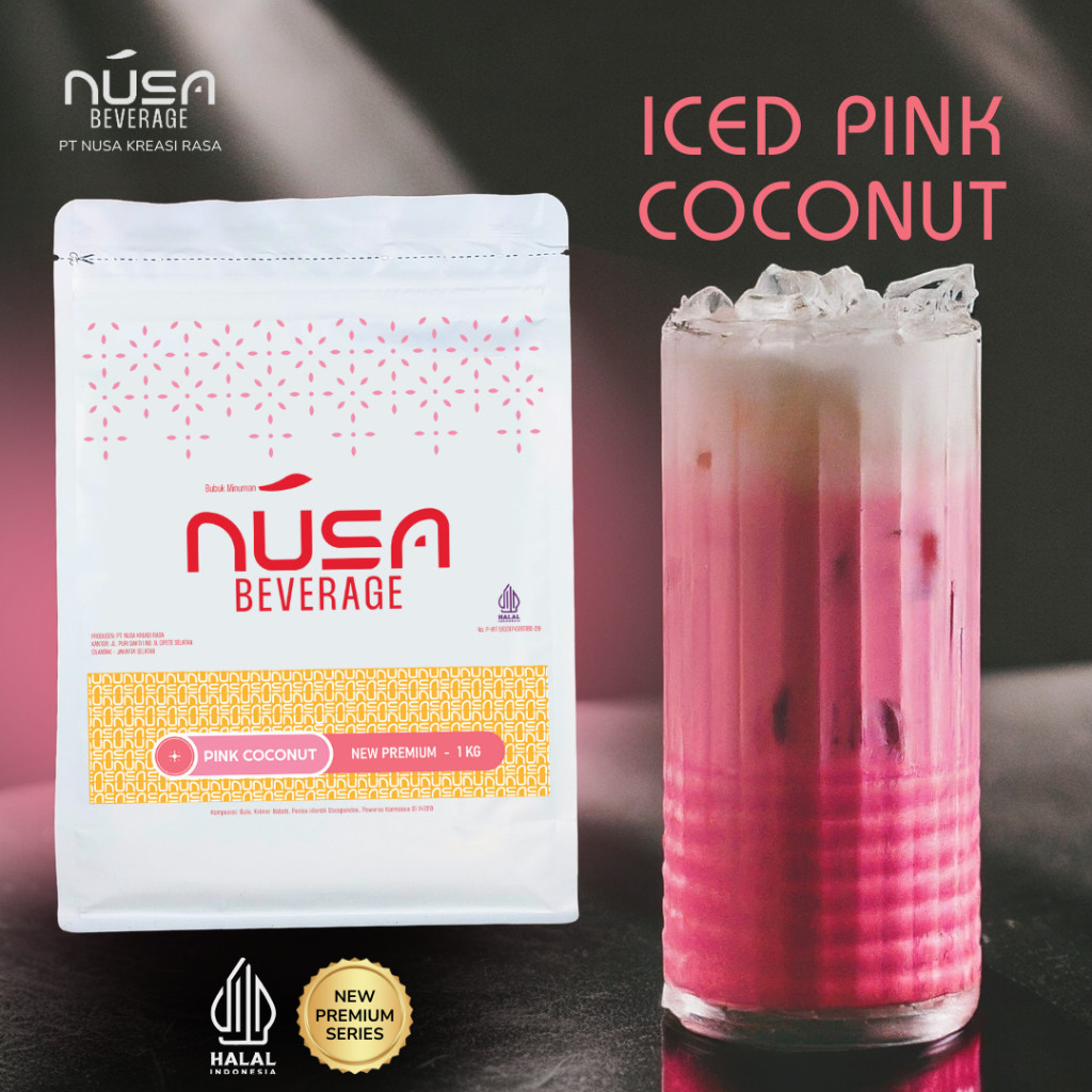 

NUSA BEVERAGE Pink Coconut Premix Powder 1Kg Untuk Bisnis Franchise & Bazar & Cloud Kitchen