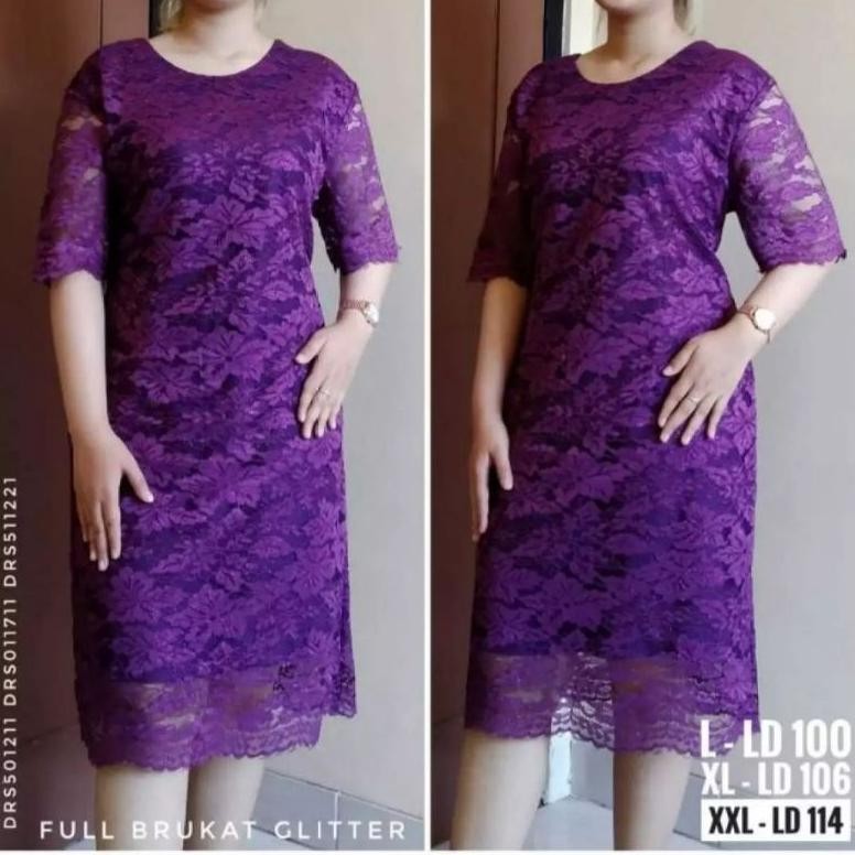 CR - dress brokat gliter khusus warna ungu,lilac TERLARIS