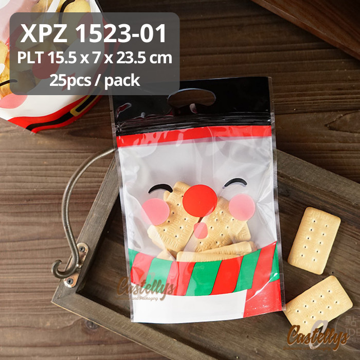 

] Plastik Klip Zipper XPZ 1523 Cookies Snack Kue Kering Natal Christmas
