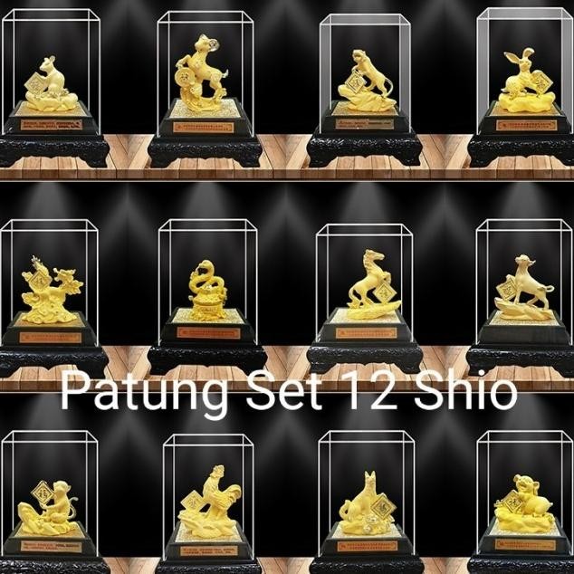 New Patung Box Emas 12 Shio Kotak Akrilik Gift Set Kado Imlek