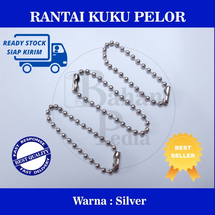 Ready [Gross] Tali Label Hang Tag Rantai Kuku Pelor Biji Lada - Nikel Silver