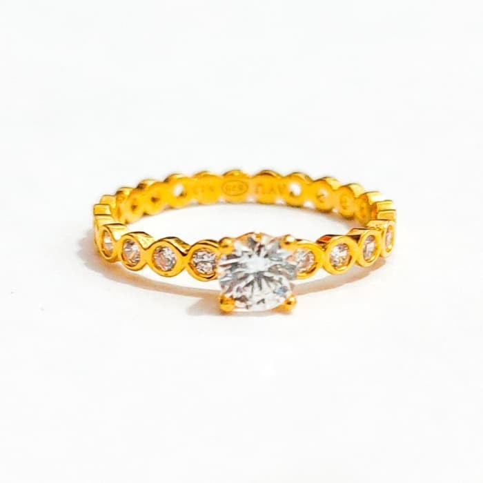 Grosir Cincin wanita zirkon mewah emas asli Elegan