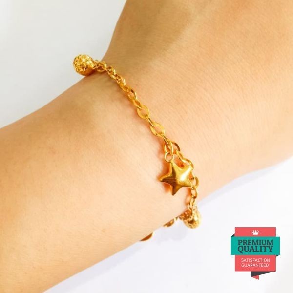 Promo Gelang fancy bandul bintang emas asli Elegan