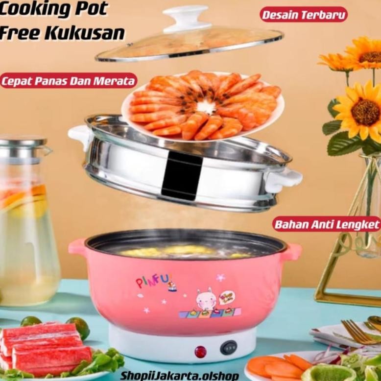 Panci Listrik Serbaguna Elektrik Teflon / Anti Lengket Free Kukusan Kapasitas BesarShopejakarta.Olsh
