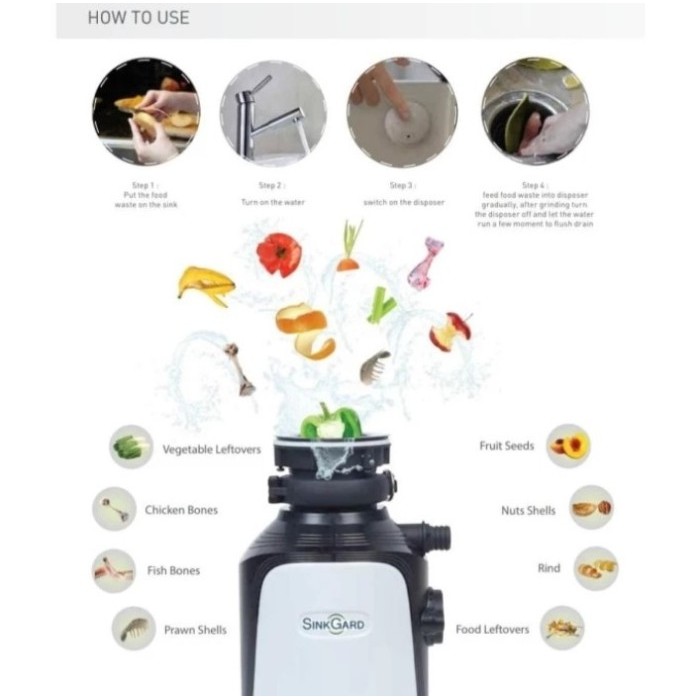 FOOD WASTE DISPOSER SINKGARD PREMIUM WASTE DISPOSER SINKGARD