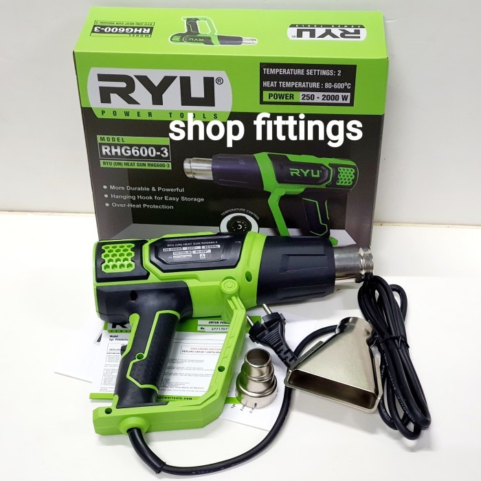 READY STOKKK RYU RHG 600 Blower Heat Gun Mesin Pemanas Hot Air Gun Atur Setel Panas