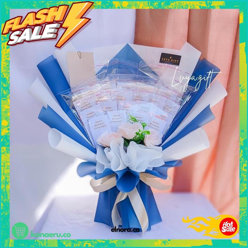 

Lvya.Gift (20M) 20 Lembar Buket Uang Kosongan Kosong Bahan Mix Spundbond Dan Cellophane Kilat