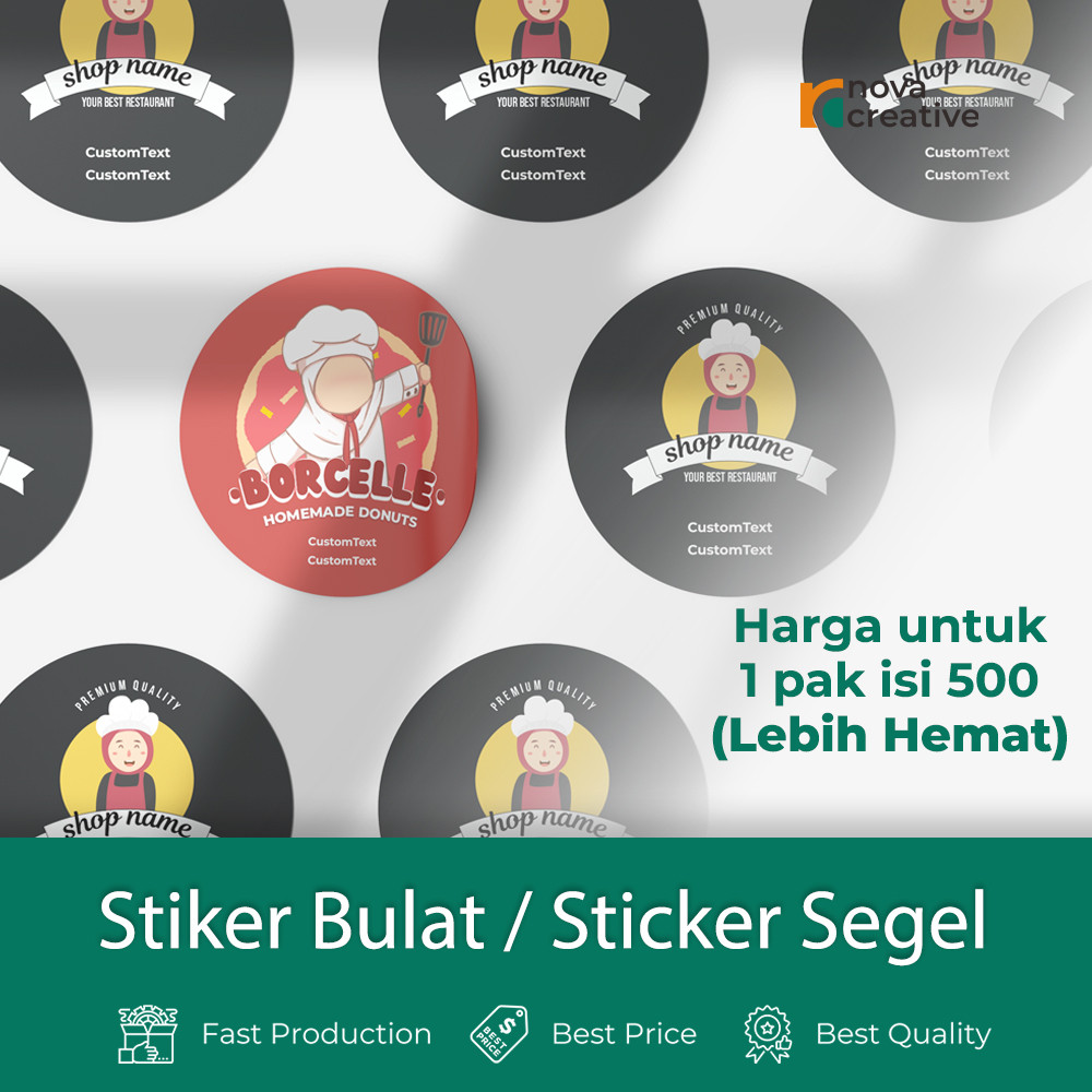

Stiker Bulat Isi 500 pcs Stiker Chromo Cutting Label Makanan Label Kemasan Stiker Toples Free Desain