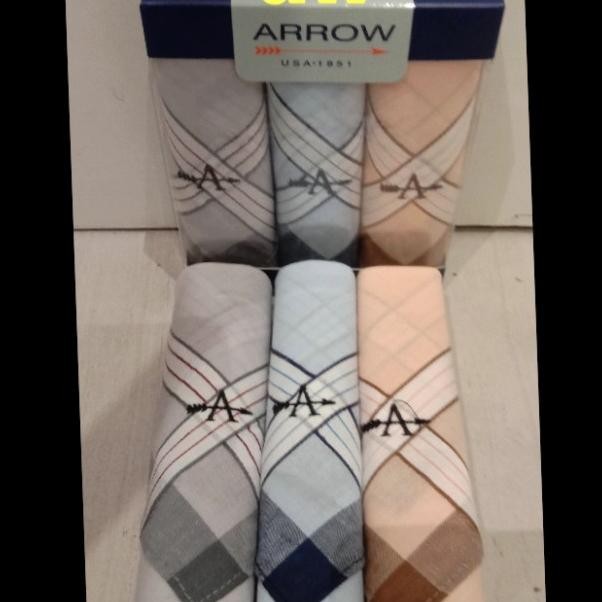 Sapu Tangan Pria/Wanita Merek Arraw Isi 3 Bahan Katun .