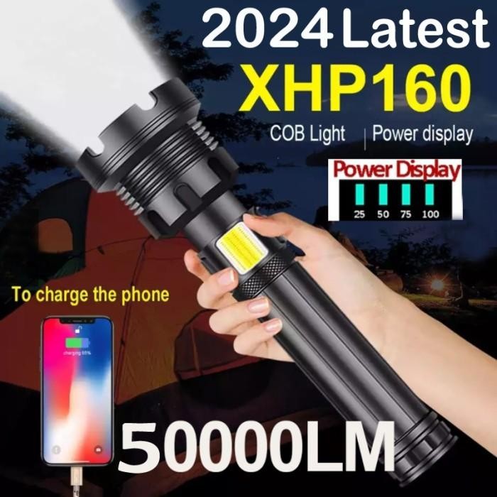 Senter Xhp160 Powerful Zoom Taktis 90000 Lumen Super Terang High Power
