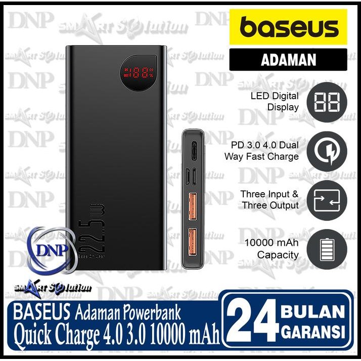 Baseus Adaman Powerbank Metal Digital Display Qc 10000Mah 22.5W