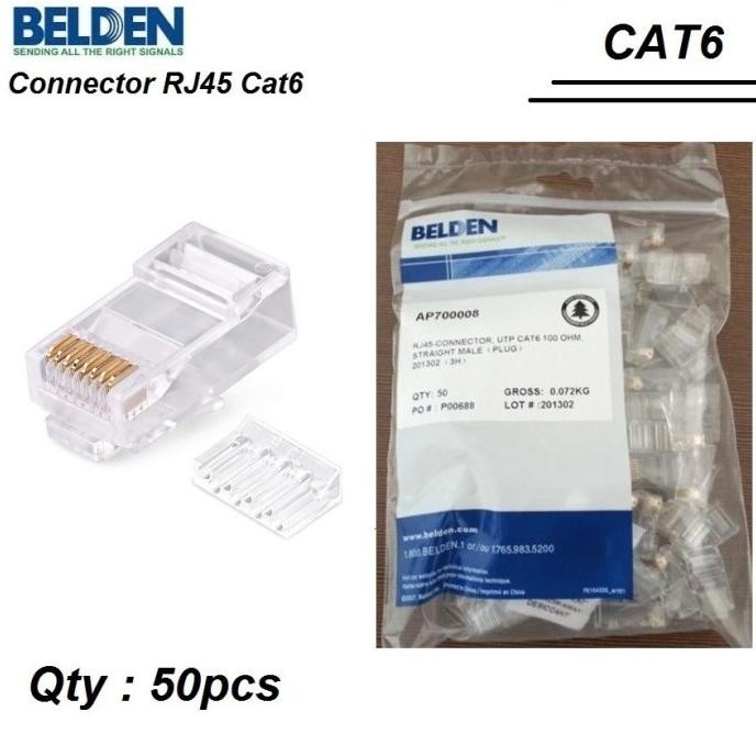 NEW RJ45 CAT6 Belden RJ 45 ORI Jack Konektor LAN Male Plug CAT 6