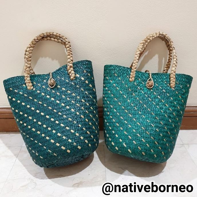 Tas Purun Oval Hijau - Tas Anyaman Purun, Tas Souvenir, Tas Hampers