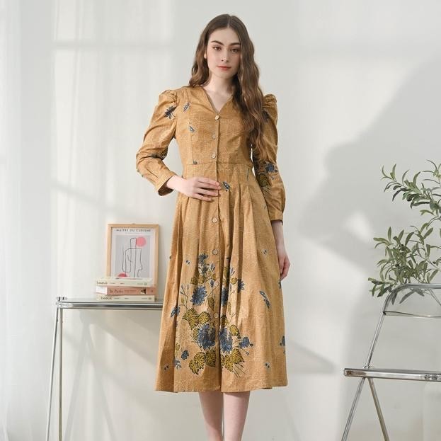 Dress Batik 258  KUY/ Batik Wanita Modern/ Dress Batik Panjang