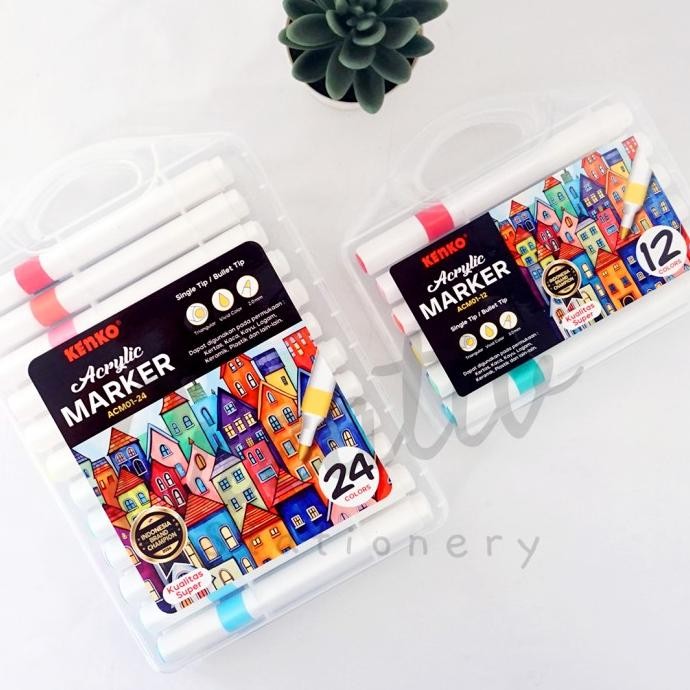 

BEBAS ONGKIR - Kenko Acrylic Marker Single Tip 12 24 Color Spidol Akrilik ACM01