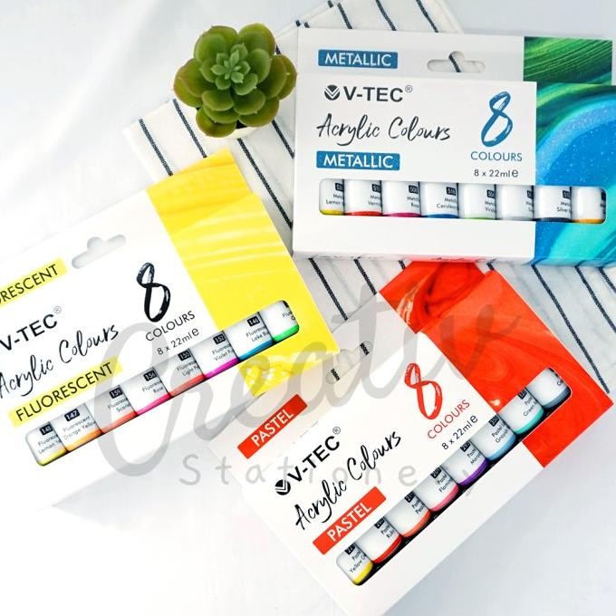 

V-TEC Acrylic Paint Color 8W Series 8 Color x 22ML Cat Akrilik Set