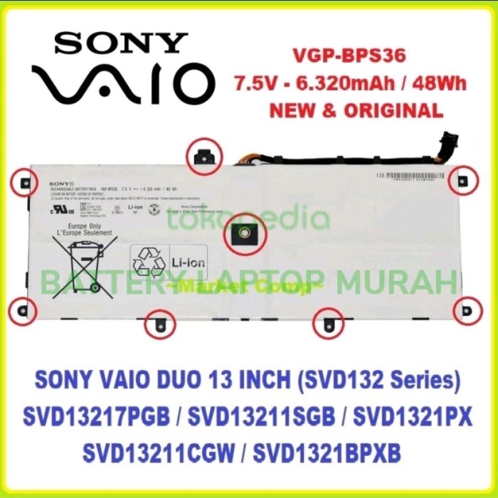 Ready Baterai Sony Vaio Duo 13 Bps36 Svd13211Cg Svd132 Svd132A14L