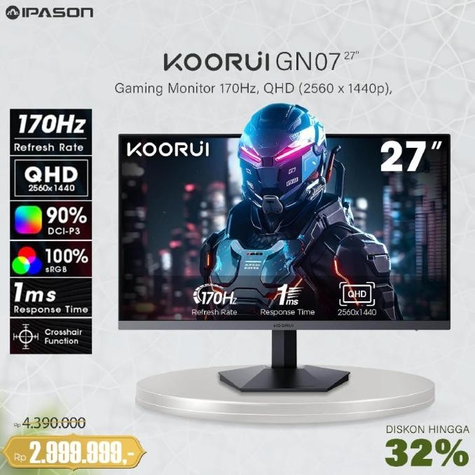 Koorui 27Inch Ips Qhd 2K 170Hz 1Ms Eyecare Gaming Monitor 27E3Q