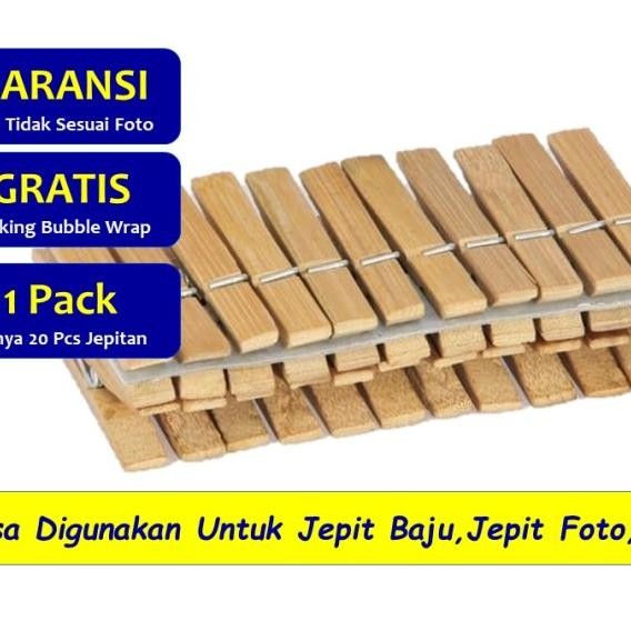 Jepitan Jepit Jepit Foto Jemuran Baju Pakaian Laundry Kayu Isi 20