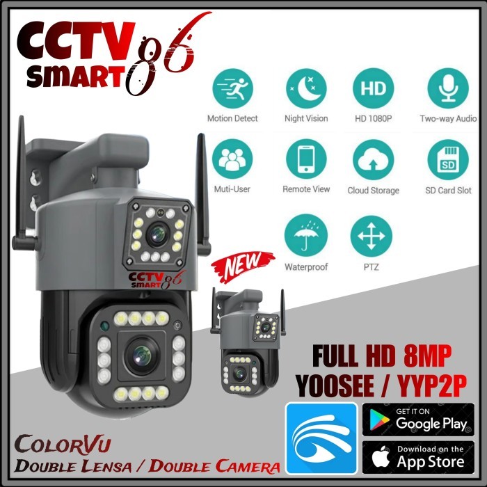 IP Camera PTZ Yoosee Doble Lensa Full HD 8 MP CCTV IP Double Camera