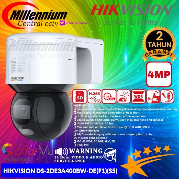 PTZ IP CAMERA OUTDOOR COLORVU 4MP HIKVISION DS-2DE3A400BW-DE (F1) (S5)