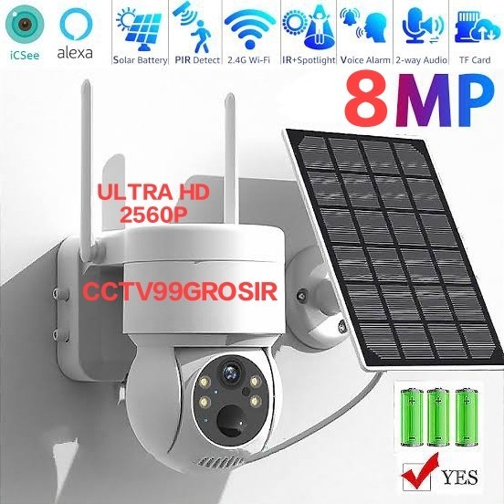 CCTV IP Camera Outdoor WIFI Solar Panel Surya Tenaga Matahari 8MP ICSe
