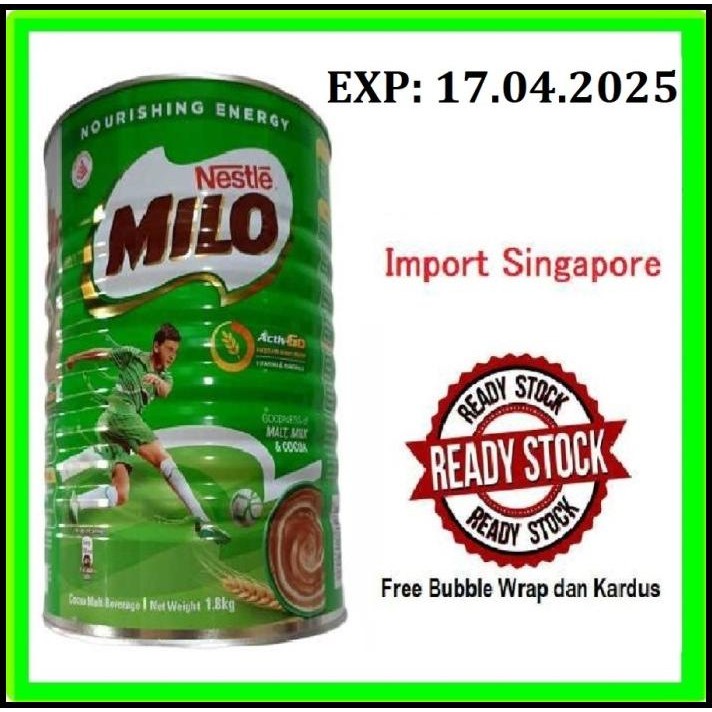 

Milo Singapore Kaleng 1,8Kg / Bubuk Nestle Milo Powder 1800Gr