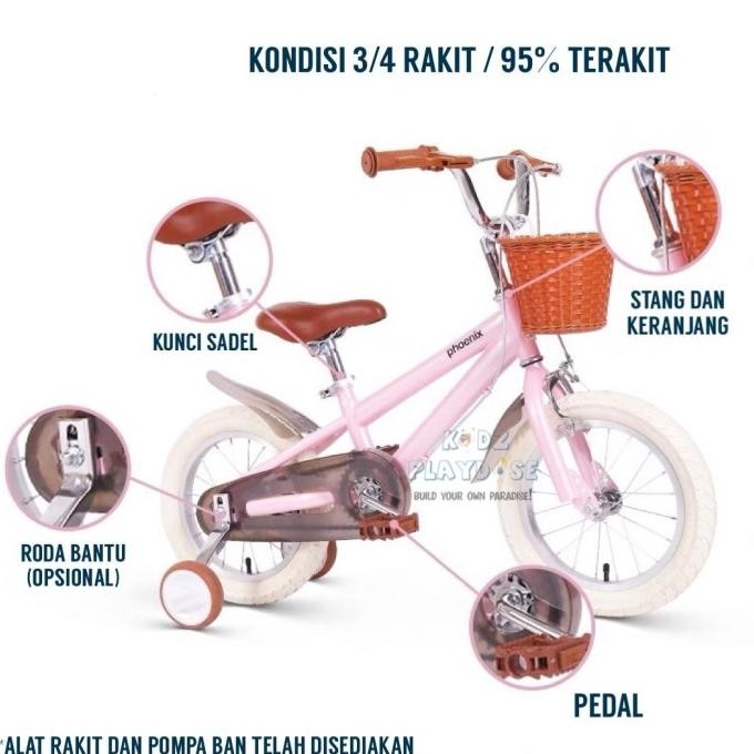 Sepeda Anak PHOENIX Vintage 14 & 18 Inch Pink dan Biru READY STOCK