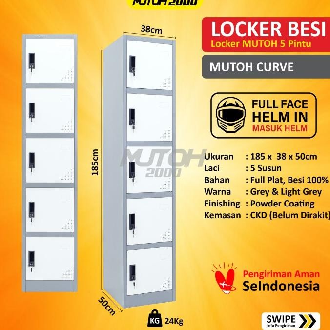 

Loker locker besi 5 pintu single full plat LS05P